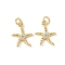 Brass Micro Pave Cubic Zirconia Pendants, Starfish Charms, with Jump Ring, Lead Free & Cadmium Free, Long-Lasting Plated, Real 18K Gold Plated, Rack Plating, Clear, 14x12x3mm, Hole: 2.8mm