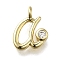 Brass Micro Pave Cubic Zirconia Pendants, Letter Charms, Rack Plating, Long-Lasting Plated, Cadmium Free & Lead Free, Letter A, 11x8x2mm, Hole: 1.6mm