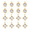 16Pcs 4 Style 304 Stainless Steel Rhinestone Charms, Flat Round & Rhombus, Golden & Stainless Steel Color, 12~15x9~12x4mm, Hole: 1.8mm, 4Pcs/style