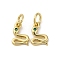 Brass Micro Pave Cubic Zirconia Pendants, Snake Charms, Long-Lasting Plated, Cadmium Free & Lead Free, Rack Plating, with Jump Ring, Real 18K Gold Plated, 9.5x6.5x1mm, Hole: 3.5mm