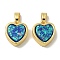 Rack Plating Brass Pendants, with Resin Imitation Opall & Glitter, Long-Lasting Plated, Lead Free & Cadmium Free, Heart, Real 18K Gold Plated, 13x11.5x4.5mm, Hole: 4x2mm