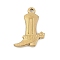 304 Stainless Steel Pendants, Cowboy Boots Charm, Real 18K Gold Plated, 27.5x20.5x3mm, Hole: 2mm