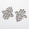 Palm Brass Pendants, Platinum, 35x28.5x2mm, Hole: 2mm