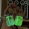 Acrylic Luminous Into Oil Canister Pendant Keychains, Floating Quicksand Keychains, Glow in the Dark, Light Cyan, Tank: 50x35mm