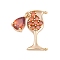 Brass Cubic Zirconia with Glass Pendants, Cadmium Free & Nickel Free & Lead Free, Cup Charms, Real 18K Gold Plated, 21.5x18x4mm, Hole: 1.2mm