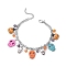 Halloween Skull Dyed Synthetic Turquoise Charm Bracelets, Stainless Steel Twisted Chain Bracelets for Women, Colorful, 7-1/4 inch(18.5cm)