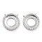 Brass Micro Pave Clear Cubic Zirconia Pendant Cabochon Settings, Open Back Settings, Flat Round Pendants, Cadmium Free & Nickel Free & Lead Free, Real Platinum Plated, Tray: 14mm, 18x18x4mm, Hole: 1.2mm