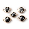 Resin Imitation Opal Connector Charms, with Golden Tone Alloy Findings, Flat Round Links, Black, 20x14x6mm, Hole: 1.8mm