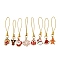 8Pcs Alloy Enamel Mobile Straps, Christmas Theme, Mixed Shapes, Golden, Mixed Color, 75~83mm