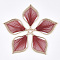 Cotton Thread Woven Pendants, with Alloy Findings, Leaf, Golden, FireBrick, 43x26.5x2mm, Hole: 1.8mm
