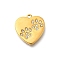 304 Stainless Steel Rhinestone Pendants, Ion Plating(IP), Heart with Paw Print Charm, Real 14K Gold Plated, Crystal, 15.5x15x2mm, Hole: 1.4mm