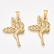 304 Stainless Steel Pendants, Fairy, Golden, 32x22x2.5mm, Hole: 8x4mm