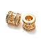 Brass Micro Pave Clear Cubic Zirconia Beads, Cadmium Free & Nickel Free & Lead Free, Column, Real 18K Gold Plated, 7.5x7mm, Hole: 4mm