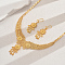 Elegant Alloy Flower Tassel Necklace & Earrings Set for Women Wedding, Golden