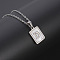 Rectangle Stainless Steel Pave Natural White Shell Pendant Necklaces, Stainless Steel Color, Letter D, 17.72 inch(45cm)