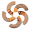 Resin & Walnut Wood Pendants, Arc, Orange, 28x14x3mm, Hole: 2mm