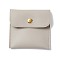 PU Imitation Leather Jewelry Storage Bags, with Golden Tone Snap Buttons, Square, Light Grey, 7.9x8x0.75cm