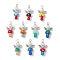 Handmade Lampwork Beads with Glass Pearl Round Bead Pendants, with Tibetan Style Alloy Findings and Iron Flat Head Pins, Mushroom & Angel, Mixed Color, 36~37x20x12~13mm, Hole: 3mm