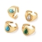 Ion Plating(IP) 304 Stainless Steel Ring, Adjustable Synthesize Mixed Stone Rings, 15mm, Inner Diameter: Adjustable