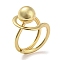 Round Ball Rack Plating Brass Wire Wrap Finger Rings, Long-Lasting Plated, Cadmium Free & Lead Free, Real 18K Gold Plated, US Size 6 3/4(17.1mm)