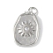 Rack Plating Brass Micro Pave CLear Cubic Zirconia Pendants, with Jump Rings, Cadmium Free & Lead Free, Long-Lasting Plated, Sun, Platinum, 20.5x13x2.5mm, Hole: 2.8mm