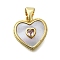 Brass Micro Pave Cubic Zirconia Heart Charms, with Shell, Cadmium Free & Lead Free, Real 16K Gold Plated, 14.5x14x2mm, Hole: 5x3.5mm