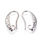 Brass Earring Hooks, with Horizontal Loop, Carved, Platinum, 16x2mm, 20 Gauge, Pin: 0.8mm, Hole: 1.6mm