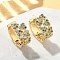 Heart Brass Micro Pave Cubic Zirconia Hoop Earrings, Lead Free & Cadmium Free, Long-Lasting Plated, Real 18K Gold Plated, Colorful, 16x8mm