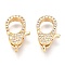 Brass Micro Pave Cubic Zirconia Lobster Claw Clasps, Real 18K Gold Plated, 20x11x5mm, Hole: 2x3mm