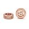Brass Cubic Zirconia Beads, Flat Round, Rose Gold, 8x2.5mm, Hole: 1mm
