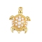 Turtle Brass ABS Imitation Pearl Pendants, Rack Plating, Long-Lasting Plated, Cadmium Free & Lead Free, Real 18K Gold Plated, 21x16.5x6mm, Hole: 1.4mm