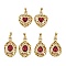 Brass Micro Pave Cubic Zirconia Pendants, with Glass, Cadmium Free & Lead Free, Rack Plating, Long-Lasting Plated, Real 18K Gold Plated, Mixed Shapes, Teardrop: 31x18x5mm, Oval: 31x17x5mm, Heart: 28x21x6mm, Hole: 3.5x3mm