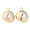 Brass Pendants, with Crystal AB Glass, Flat Round Charms, Real 18K Gold Plated, 18x14x7.5mm, Hole: 2.6mm