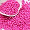 Baking Paint Glass Seed Beads, Round, Fuchsia, 4x3mm, Hole: 1.2mm, about 7650pcs/pound