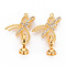 Brass Micro Pave Clear Cubic Zirconia Fold Over Clasps, Nickel Free, Bowknot, Real 18K Gold Plated, 22x18x4mm, hole: 1.2mm, Clasp: 13x6.5x7mm, Inner Diameter: 5mm
