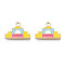 Alloy Enamel Pendants, Cadmium Free & Lead Free, Light Gold, Castle, Gold, 12x17.5x2mm, Hole: 1.6mm