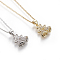 Brass Micro Pave Cubic Zirconia Pendant Necklaces, with 304 Stainless Steel Cable Chains and Lobster Claw Clasps, Christmas Bell, Clear, Mixed Color, 17.5 inch(44.5cm), 1.5mm