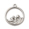 Non-Tarnish 304 Stainless Steel Pendants, Ring Charms with Wave, Stainless Steel Color, 21x1.5mm, Hole: 1.6mm