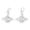 Rack Plating Brass Micro Pave Clear Cubic Zirconia Charms, Long-Lasting Plated, with Jump Rings, Planet, Silver, 13x13x6mm