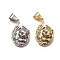 304 Stainless Steel Pendants, with Micro Pave Cubic Zirconia, Tiger, Clear, Mixed Color, 33x21.5x7.5mm, Hole: 9.5x7mm