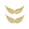 Brass Micro Pave Clear Cubic Zirconia Connector Charms, Wing Links, Real 18K Gold Plated, Cadmium Free & Nickel Free & Lead Free, 13.5x29x2mm, Hole: 1.2mm
