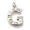 Brass Micro Pave Clear Cubic Zirconia Pendants, with Jump Ring, Lead Free and Cadmium Free, Long-Lasting Plated, Rack Plating, Letter Charms, Platinum, Letter G, 20.5x15x2.7mm, jump ring: 5x1mm, 3mm inner diameter.