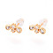 Bees Brass Micro Pave Clear Cubic Zirconia Stud Earrings, Long-Lasting Plated, Nickel Free, Real 18K Gold Plated, 5.1x9.2mm, Pin: 0.8mm