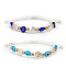 2Pcs Devil Eye & Imitation Pearl Beaded Braided Bracelets for Women and Men, Mixed Color, 11 inch(28cm)