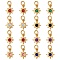 16Pcs 8 Colors Brass Micro Pave Cubic Zirconia Pendants, with Jump Rings, Star, Real 18K Gold Plated, Mixed Color, 10x8x2mm, Hole: 3.5mm, 2pcs/color