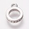 Brass Cubic Zirconia Tube Bails, Loop Bails, Bail Beads, Ring, Clear, Platinum, 10x7.5x1.5mm, Hole: 1mm