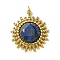 Faceted Natural Lapis Lazuli Pendants, Sun Charms, with Ion Plating(IP) 304 Stainless Steel Settings, Real 14K Gold Plated, 22x19.5x5mm