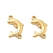 304 Stainless Steel Connector Charms, Ion Plating(IP), Dolphin, Real 14K Gold Plated, 16.2x10x2.3mm, Hole: 1.6mm
