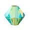 Preciosa® Crystal Beads, Czech Crystal, Bicone(451 69 302 Rondelle), 50520 20000 Peridot AB 2x, 4mm, Hole: 0.8mm