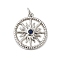 Rack Plating Brass & Cubic Zirconia Shell Pendants, Cadmium Free & Lead Free, Long-Lasting Plated, Flat Round with Sun, with Jump Ring, Gainsboro, Platinum, 19.5x17.5x3.2mm, Hole: 5mm